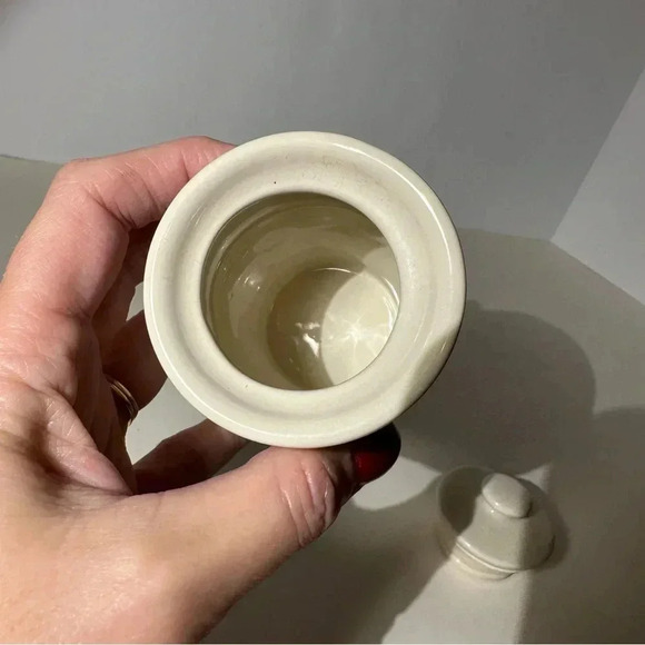 Longaberger Thyme Spice Jar Ivory Green USA Woven Traditions With Lid 4” - Picture 4 of 6